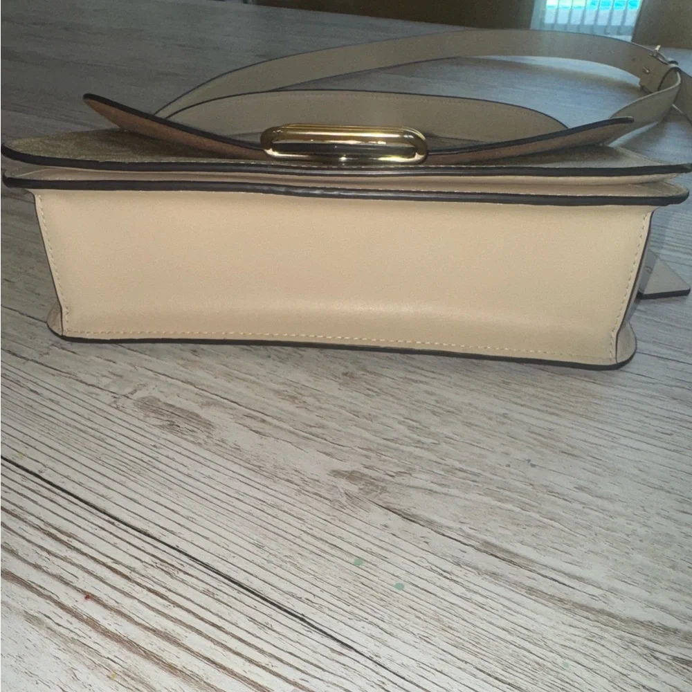 Coach Morgan Crossbody Shoulder Bag Blocked Signature Canvas Gold/Light Khaki